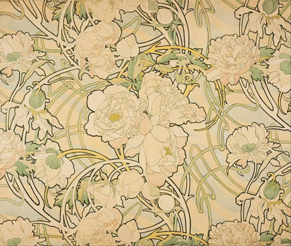 Alphonse Mucha peonies artwork (1890s)