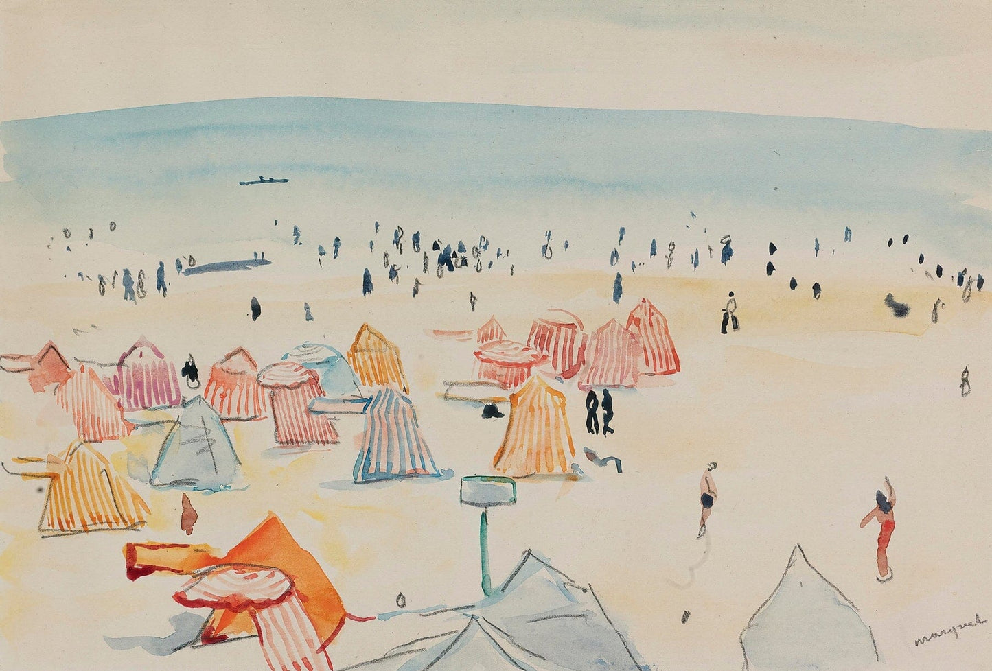 Beach scene (c1900) | Small bathroom wall art print | Albert Marquet Posters, Prints, & Visual Artwork The Trumpet Shop Vintage Prints   