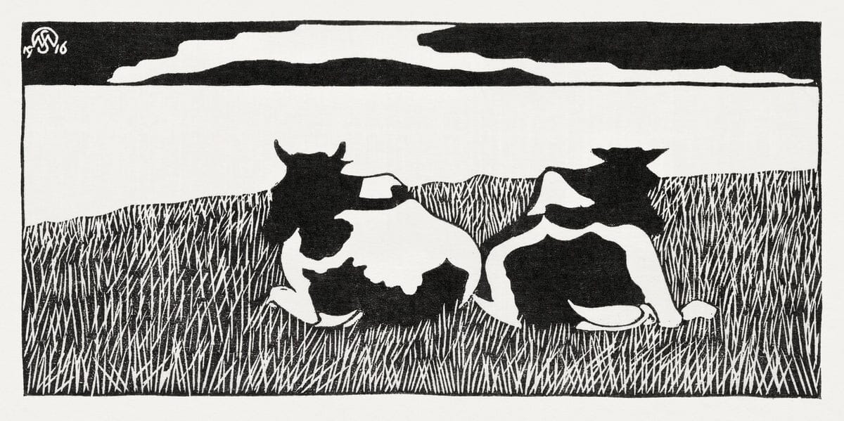 Black and White Cows (1900s) | Lounge wall art |  Samuel Jessurun de Mesquita Posters, Prints, & Visual Artwork The Trumpet Shop   