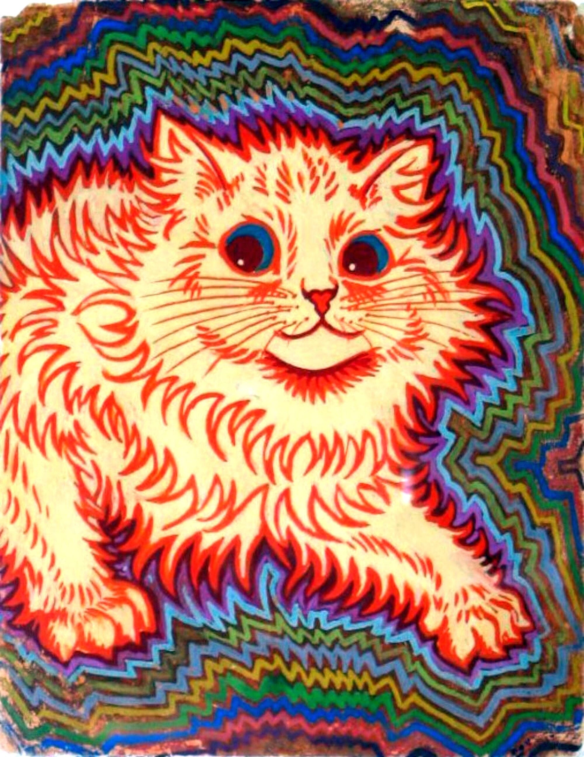 Brightly coloured cat (1800s) | Vintage cat prints | Louis Wain artwork Posters, Prints, & Visual Artwork The Trumpet Shop   