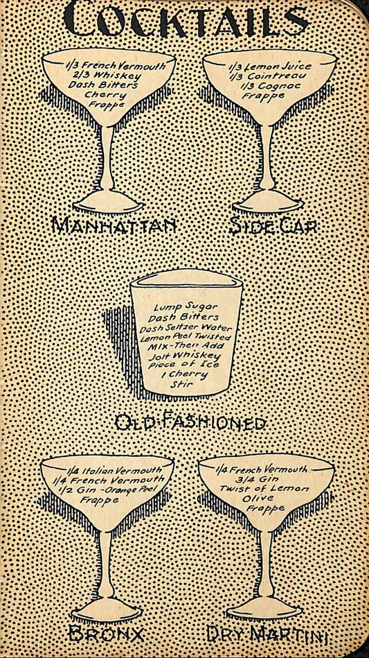 Cocktail recipes artwork (1930s) Posters, Prints, & Visual Artwork The Trumpet Shop   