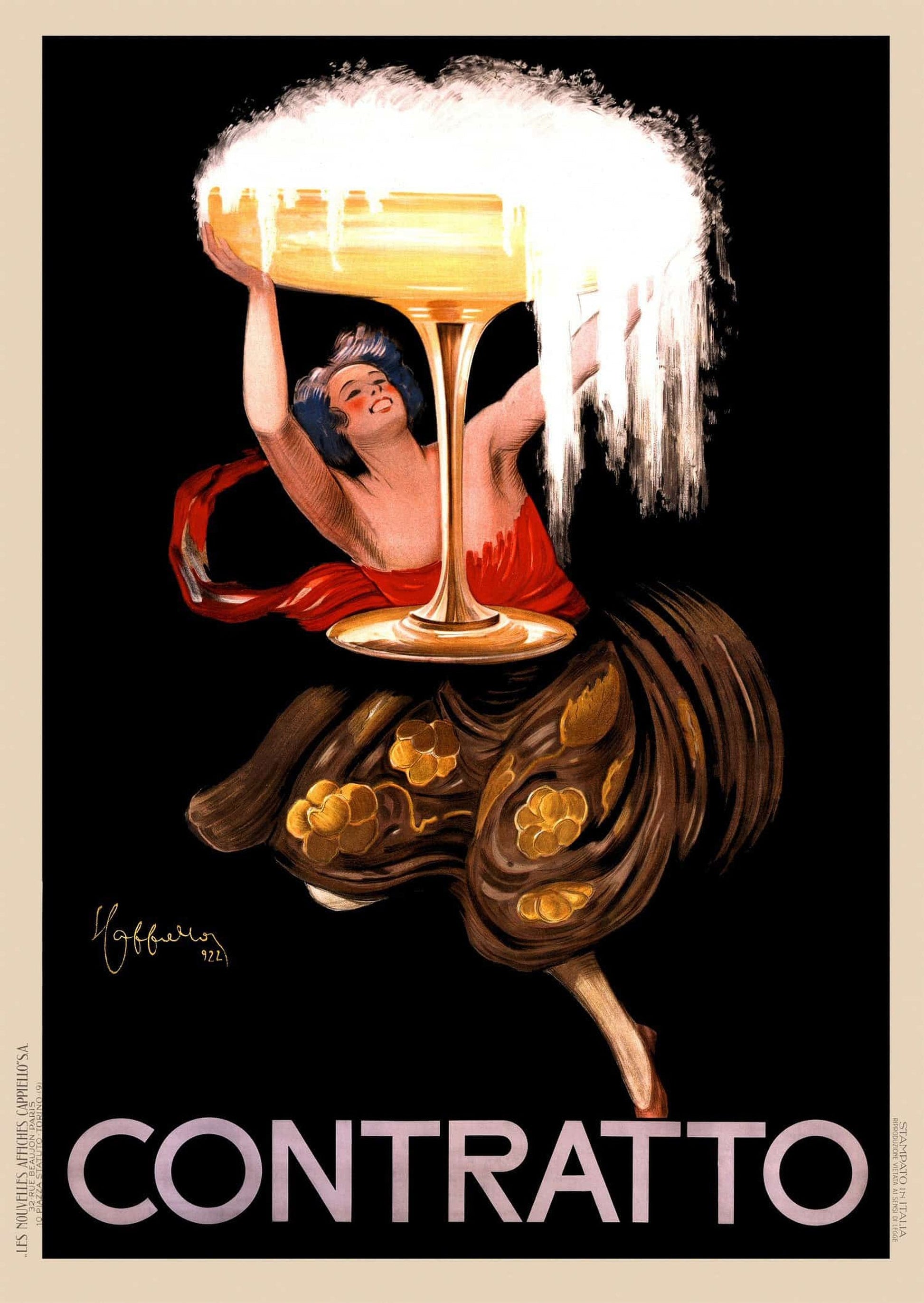 Contratto Wine Poster 1920s | Man cave bar prints | Leonetto Cappiello Posters, Prints, & Visual Artwork The Trumpet Shop   