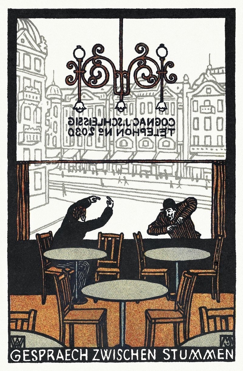 Conversation between Mutes art print (1907) | Moriz Jung  The Trumpet Shop   
