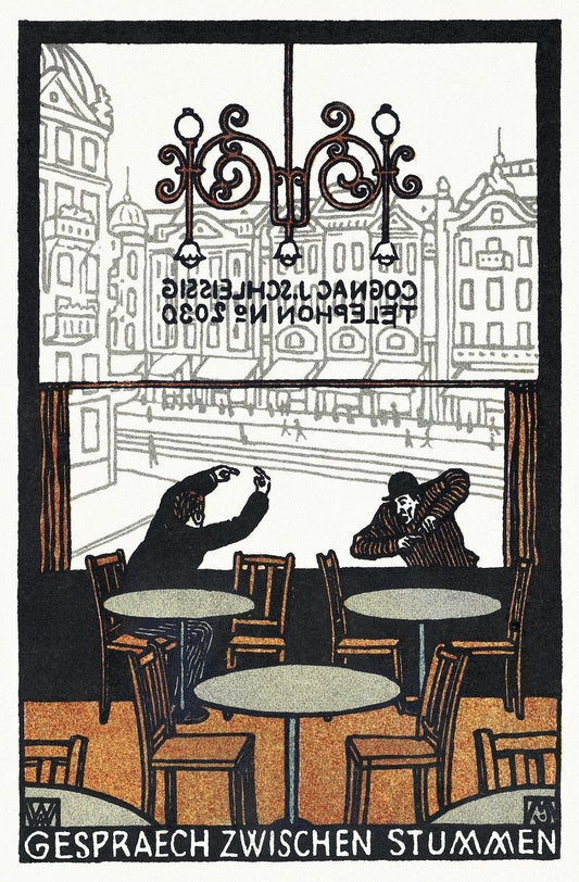 Conversation between Mutes (1900s) | Moriz Jung prints Posters, Prints, & Visual Artwork The Trumpet Shop   