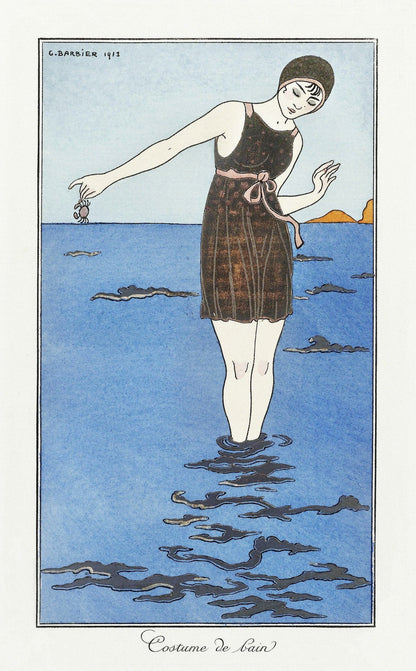 Fashion Swimsuit (1900s) | Art deco bathroom | George Barbier artwork