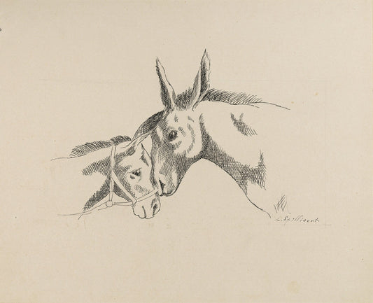 Donkey and foal (1931) | Vintage donkey prints | Leon Spillaert Posters, Prints, & Visual Artwork The Trumpet Shop Vintage Prints   