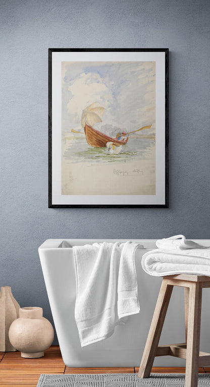Boat Drifting (1800s) | Vintage bathroom prints | Edward John Gregory Posters, Prints, & Visual Artwork The Trumpet Shop   