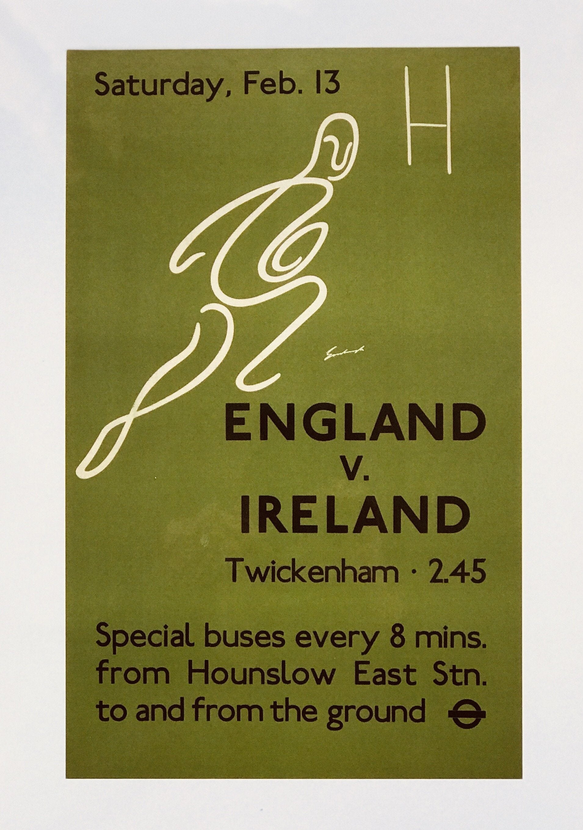 England v Ireland Rugby (1930s) | London Underground poster art print  The Trumpet Shop   