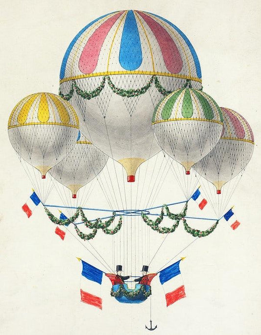French vintage hot air balloon print (1800s) | de Neuville Posters, Prints, & Visual Artwork The Trumpet Shop   