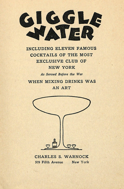 Giggle Water (Title Page) (1920s) | Cocktail artwork