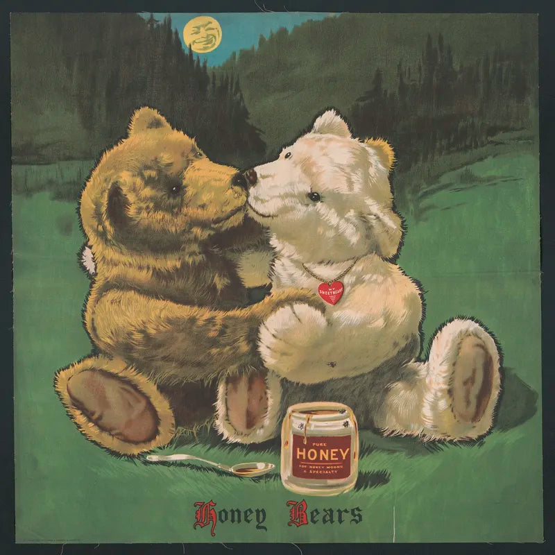 Honey Bears kissing (1900s) | Vintage bear poster Posters, Prints, & Visual Artwork The Trumpet Shop   