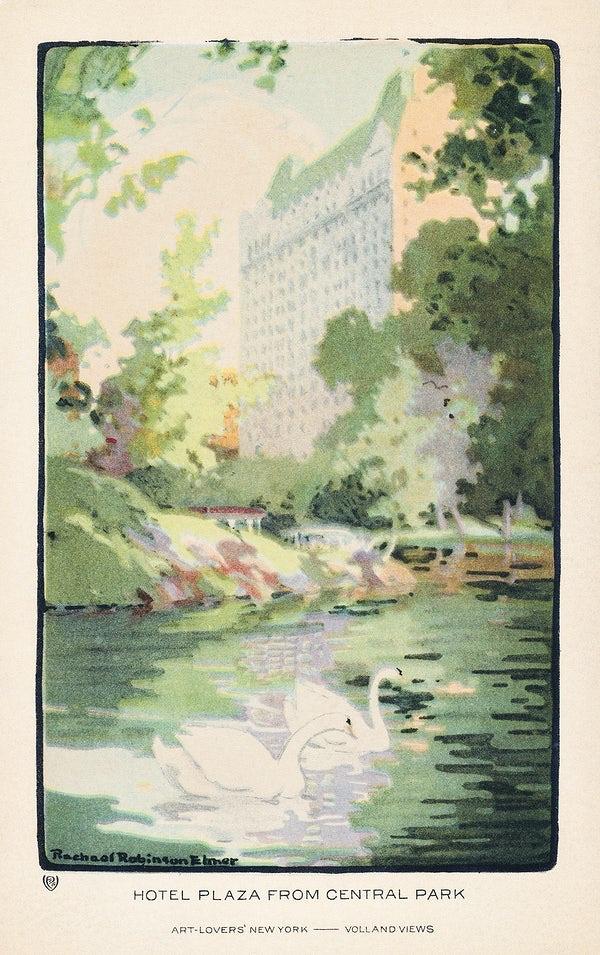 Hotel Plaza from Central Park postcard art print (1914) | Rachael Robinson Elmer  The Trumpet Shop   