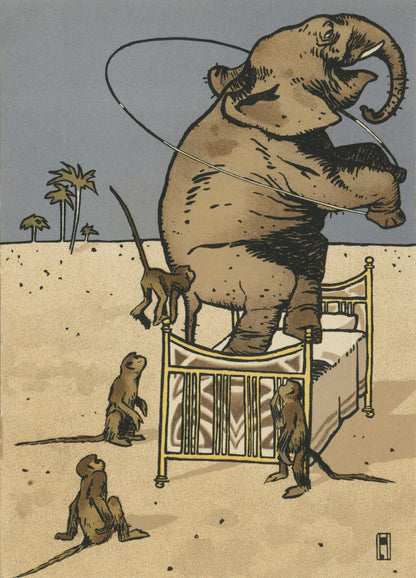 Hula-hoop elephant artwork (1900s) | Ludwig Hohlwein