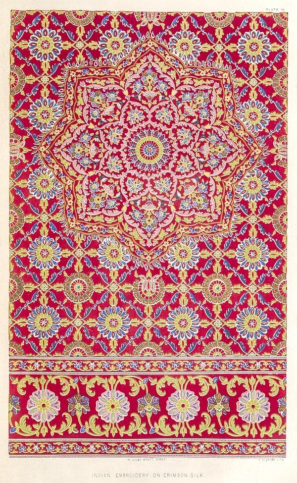 Indian crimson silk design (1850s) | Sir Matthew Digby Wyatt prints Posters, Prints, & Visual Artwork The Trumpet Shop   