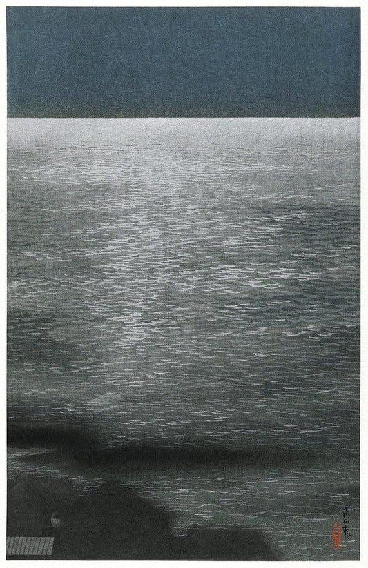 Ocean view by moonlight print (Shinagawa) (1920s)