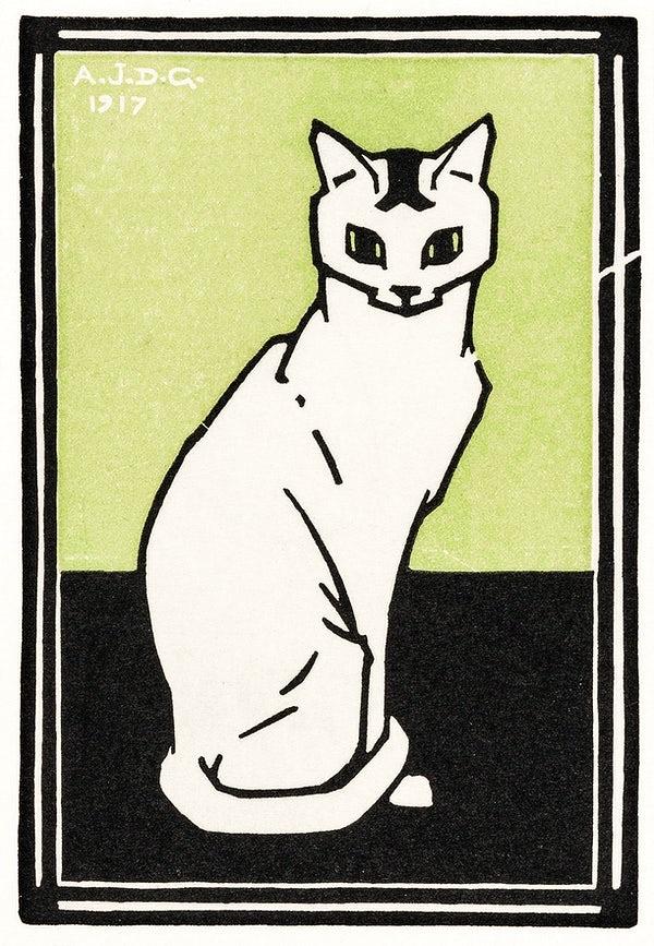 Sitting cat (Green) (1917) | Julie de Graag