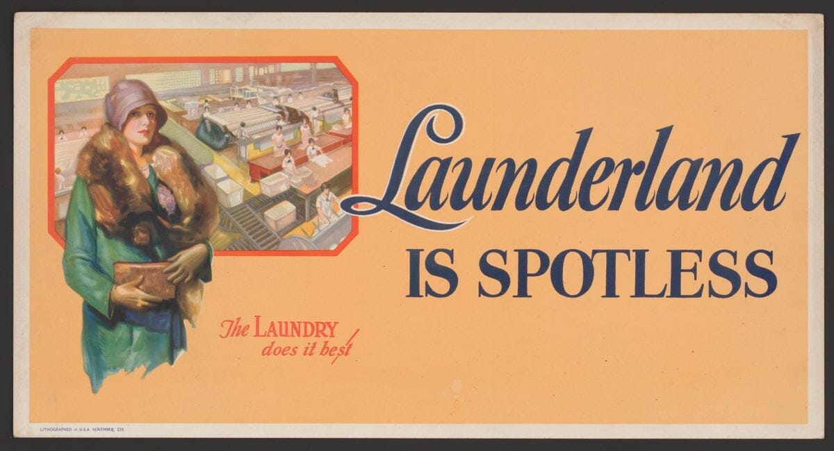 Launderland is spotless poster (1920s) | Laundry room art Posters, Prints, & Visual Artwork The Trumpet Shop Vintage Prints   