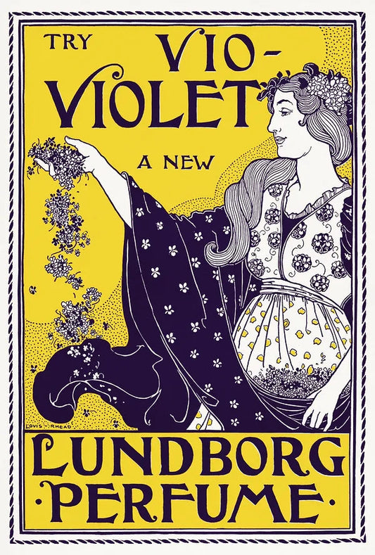 Perfume poster for Lundborg’s Vio-Violet (1890s) | Louis John Rhead Posters, Prints, & Visual Artwork The Trumpet Shop   
