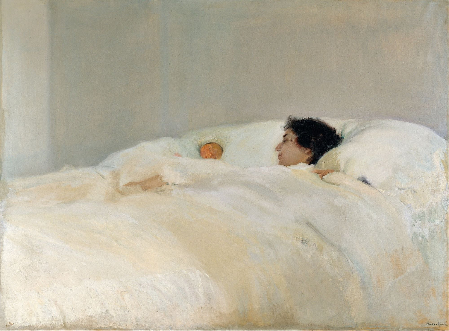 Mother (with sleeping child) (1890s) | Joaquin Sorolla