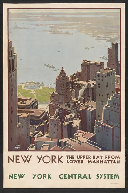 New York travel poster artwork (1900s) | Leslie Ragan