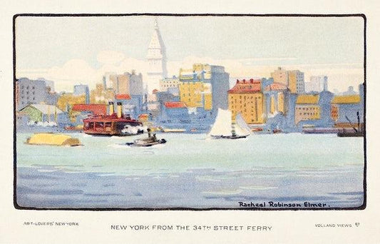 New York Ferry postcard art print (1914)  The Trumpet Shop   