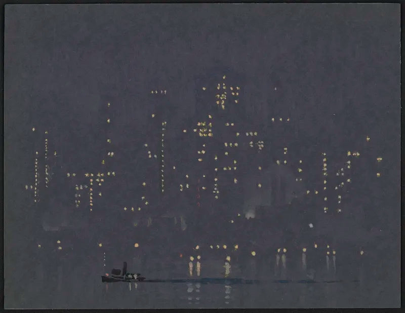 Night lights of Manhattan (1920s) | Bedroom wall art prints | Joseph Pennell Posters, Prints, & Visual Artwork The Trumpet Shop   