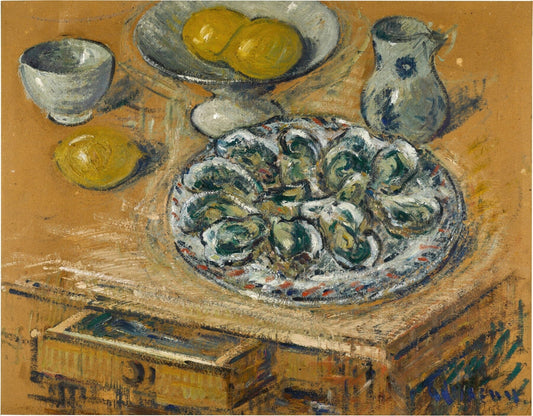 Oysters and lemons (1920s) | Vintage kitchen posters | Gustave Loiseau Posters, Prints, & Visual Artwork The Trumpet Shop Vintage Prints   