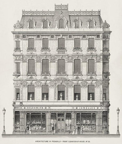 Piccadilly Architecture print (1800s) | London