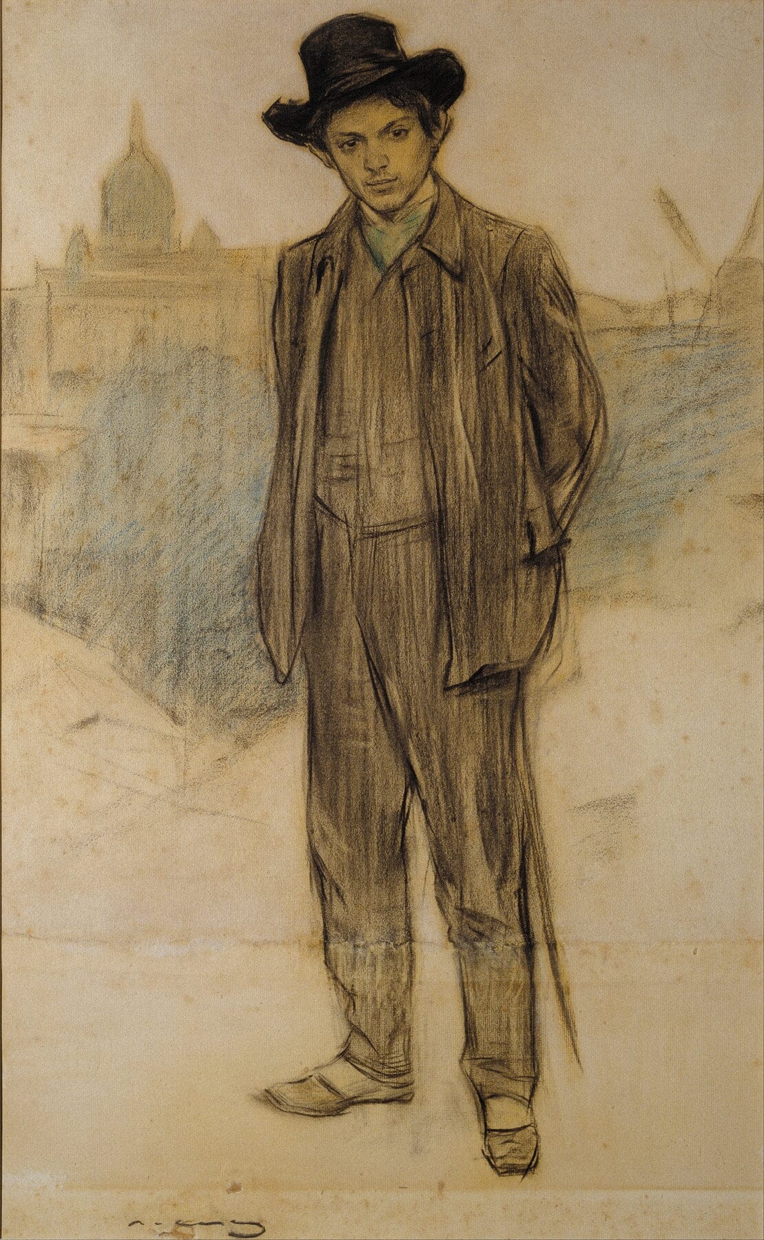 Portrait of Pablo Picasso (1900s) | 1900s wall art | Ramon Casas Posters, Prints, & Visual Artwork The Trumpet Shop   