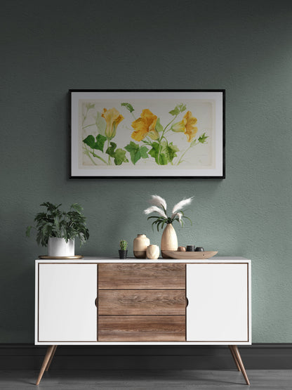 Pumpkin flowers wall art print (c1900) | Sophia Crownfield | Autumn home decor ideas Posters, Prints, & Visual Artwork The Trumpet Shop   