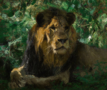 Resting lion artwork (1900s) | Wilhelm Kuhnert