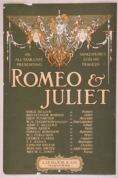 Romeo & Juliet Theatre Poster artwork (1900s) | Liebler & Co, New York