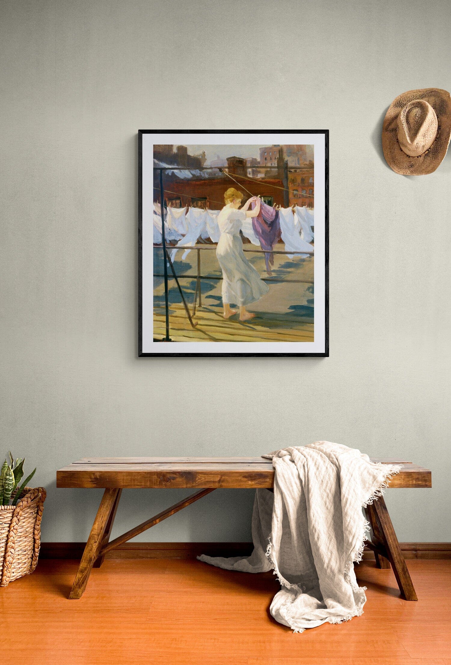 Rooftop laundry in sun and wind (1915) | Laundry room wall art | John Sloan Posters, Prints, & Visual Artwork The Trumpet Shop Vintage Prints   
