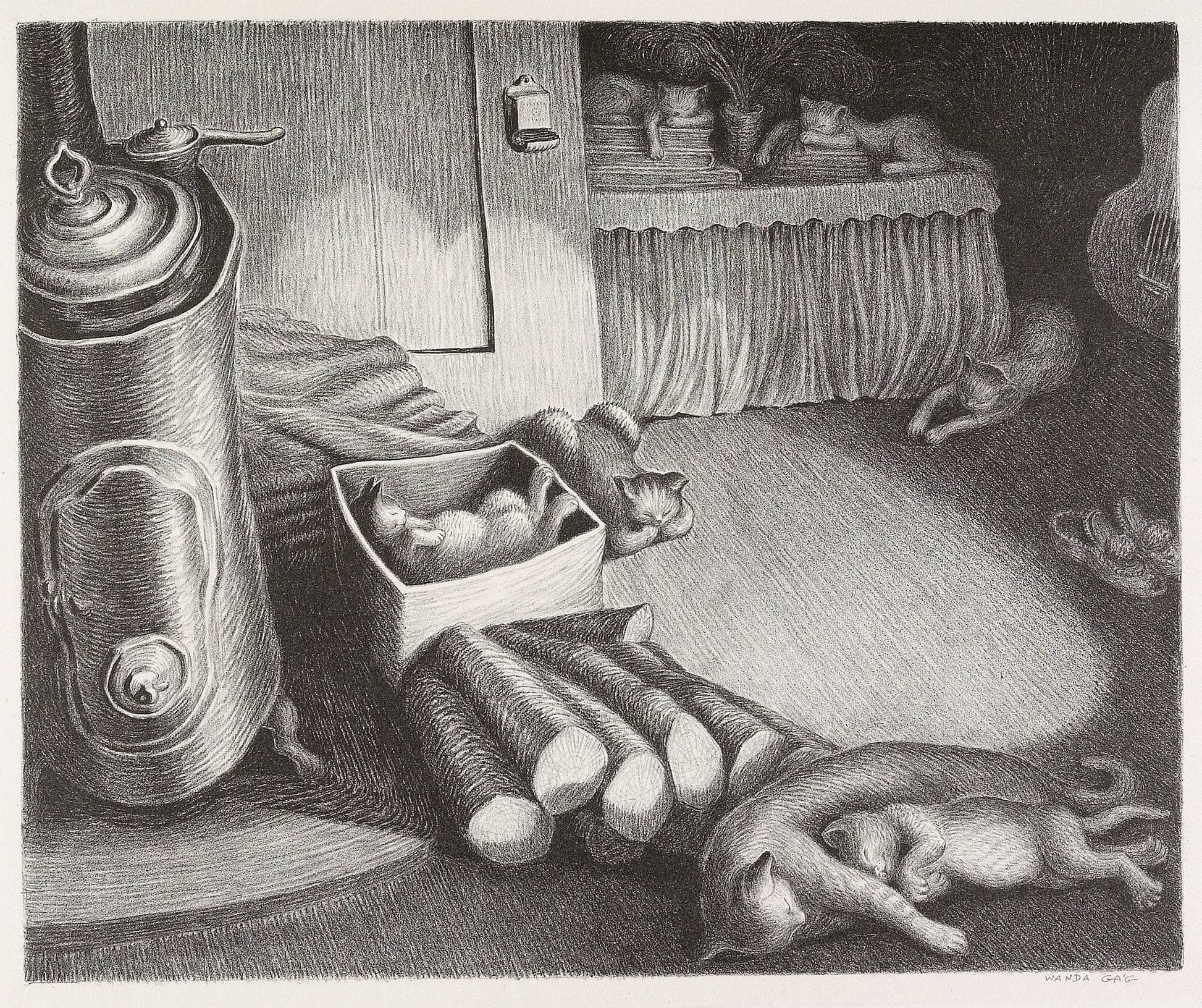Seven cats sleeping (1937) | Animal wall art prints | Wanda Gag Posters, Prints, & Visual Artwork The Trumpet Shop   