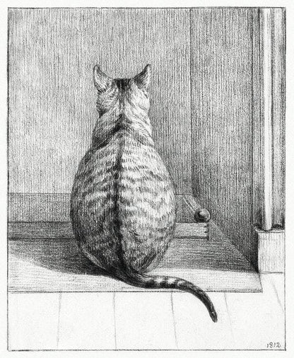 Sitting cat illustration (1800s) | Jean Bernard