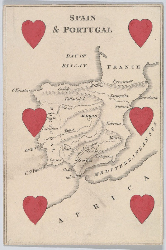 Spain and Portugal playing card wall art (1840s) Posters, Prints, & Visual Artwork The Trumpet Shop   