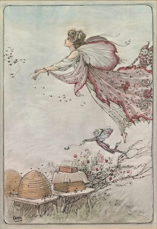 Spirit of the bee-hive (1900s) | Vintage fairy art prints |  Duncan Carse Posters, Prints, & Visual Artwork The Trumpet Shop   