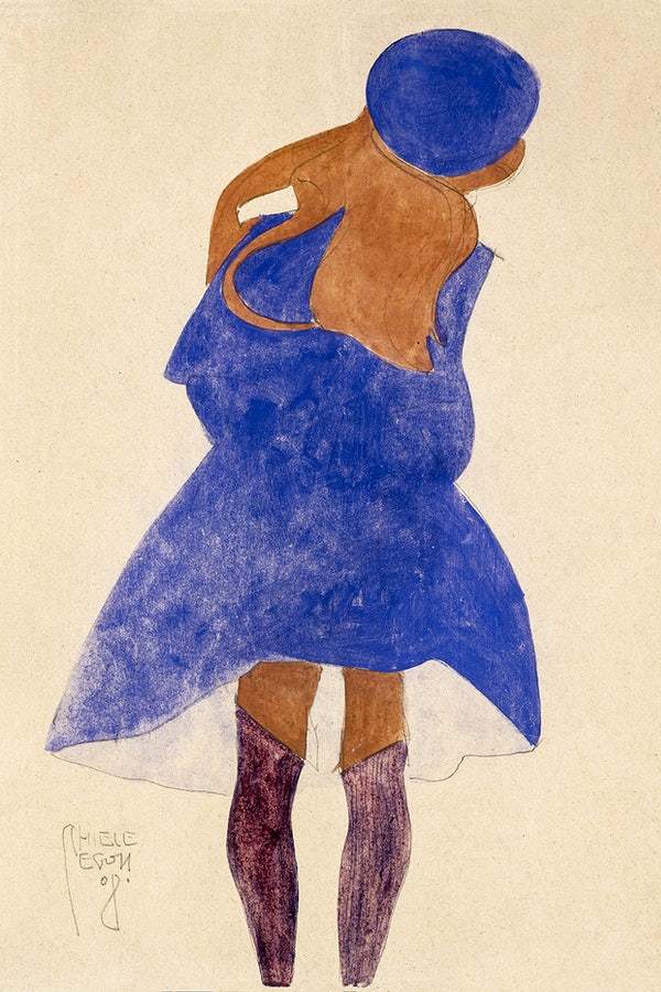 Standing Girl, Back View (1908) | Egon Schiele art print  The Trumpet Shop   