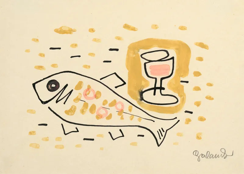 Still life with fish kitchen print (1937) | Mikulas Galanda  The Trumpet Shop   