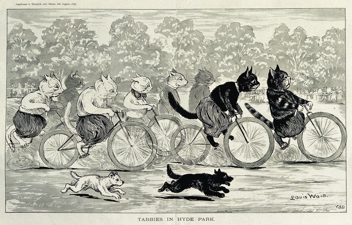 Tabbies in Hyde Park (1900s) | Vintage cat prints | Louis Wain Posters, Prints, & Visual Artwork The Trumpet Shop   