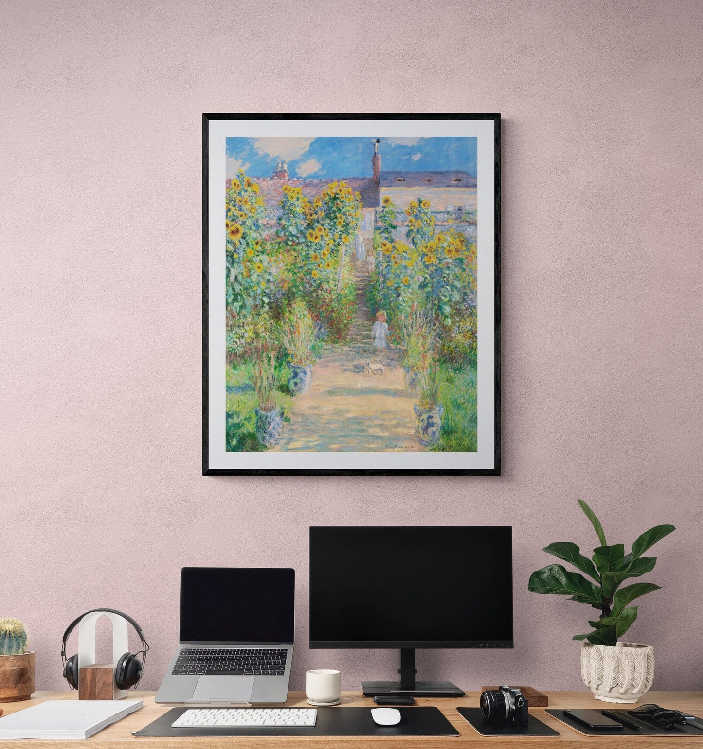 The Artist's Garden (1881) | Claude Monet | Pastel desk home office inspo Posters, Prints, & Visual Artwork The Trumpet Shop   