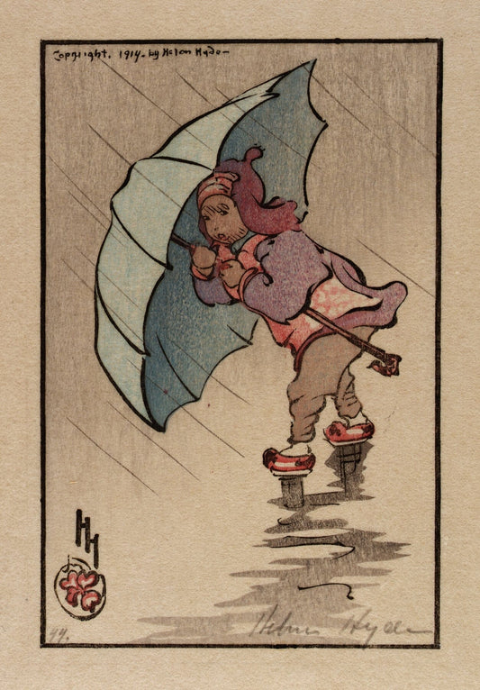 The Blue Umbrella (1900s) | Helen Hyde artwork Posters, Prints, & Visual Artwork The Trumpet Shop   