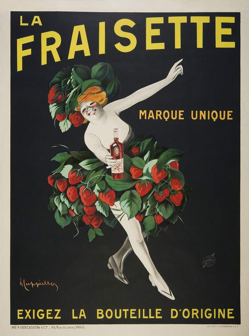Fraisette cocktail poster (1908) | Man cave bar prints | Leonetto Cappiello Posters, Prints, & Visual Artwork The Trumpet Shop   