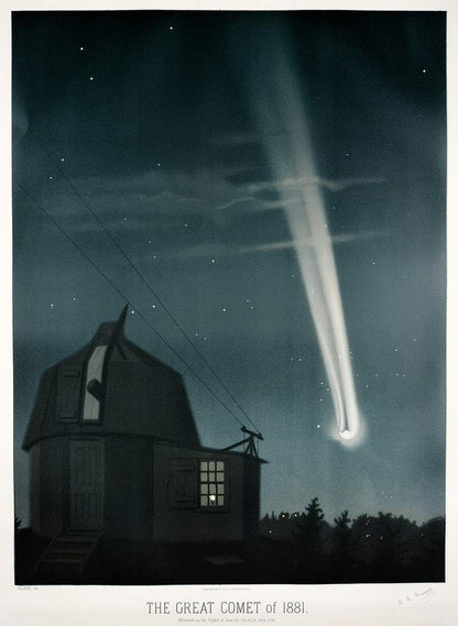 The great comet of 1881 | E. L. Trouvelot | Space vintage poster