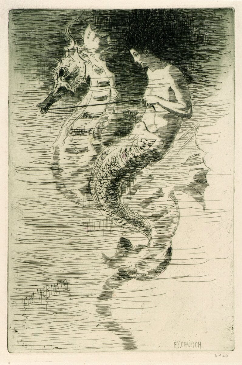 The Mermaid (1900s) | Vintage bathroom prints | Frederick Stuart Church Posters, Prints, & Visual Artwork The Trumpet Shop   
