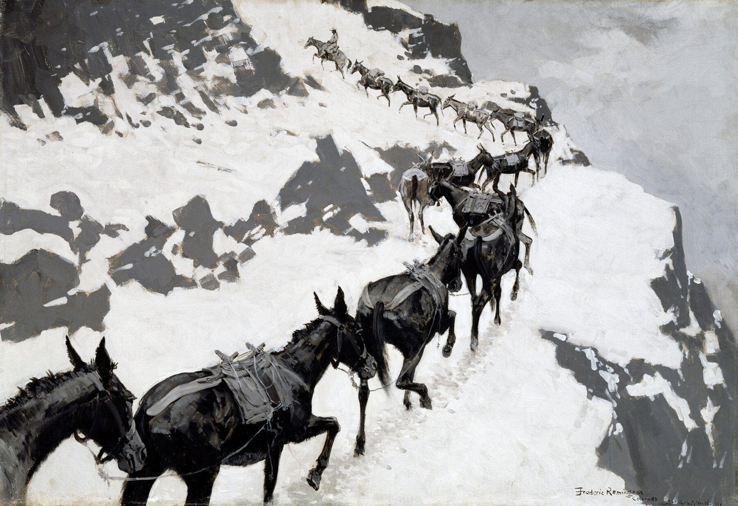 The Mule Pack (1900s) | Vintage donkey prints |  Frederic Remington Posters, Prints, & Visual Artwork The Trumpet Shop   