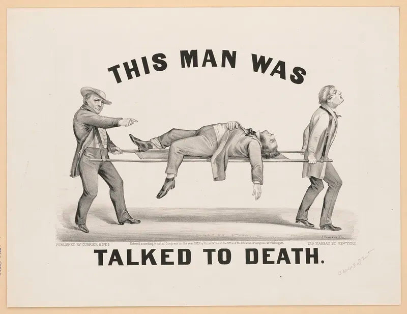 “This man was talked to death” poster art print (1873) | John Cameron  The Trumpet Shop   