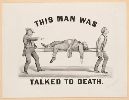 “This man was talked to death” poster artwork (1873) | John Cameron