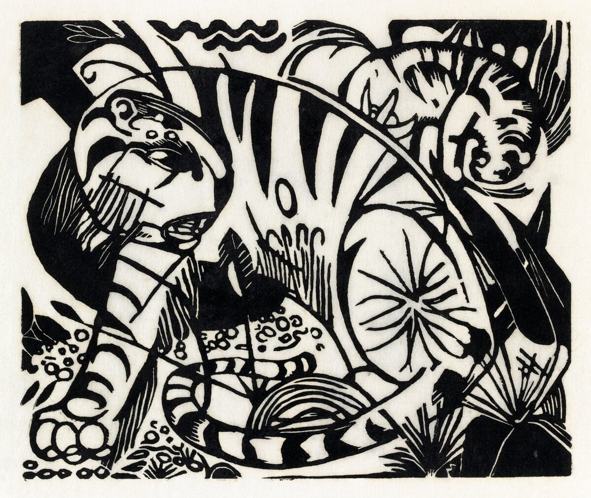 Tiger (1912) | Black and white art prints | Franz Marc Posters, Prints, & Visual Artwork The Trumpet Shop   