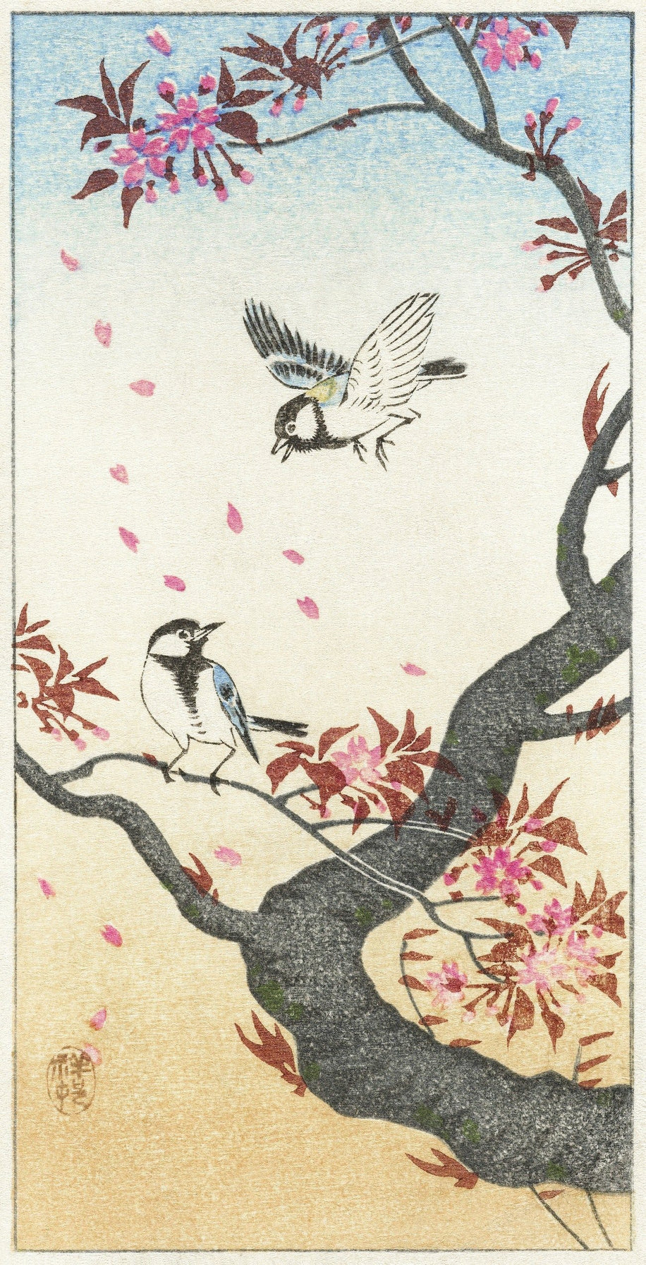 Two birds at blossoming tree (1930s) | Japanese prints | Ohara Koson Posters, Prints, & Visual Artwork The Trumpet Shop   